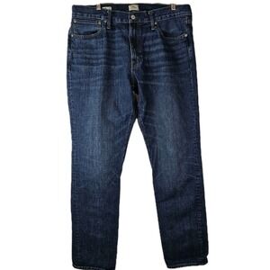 J.CREW Jeans Mens 36Wx34 Dark Wash Blue 1040 Athletic Fit Narrow Tapered Leg Zip
